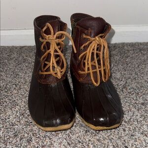 Sperry Dark Brown and Tan Lace-Up Duck Boots